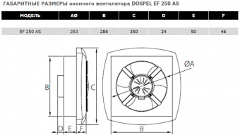 Вентилятор оконный EF 250 AS DOSPEL реверсивный белый Ø250